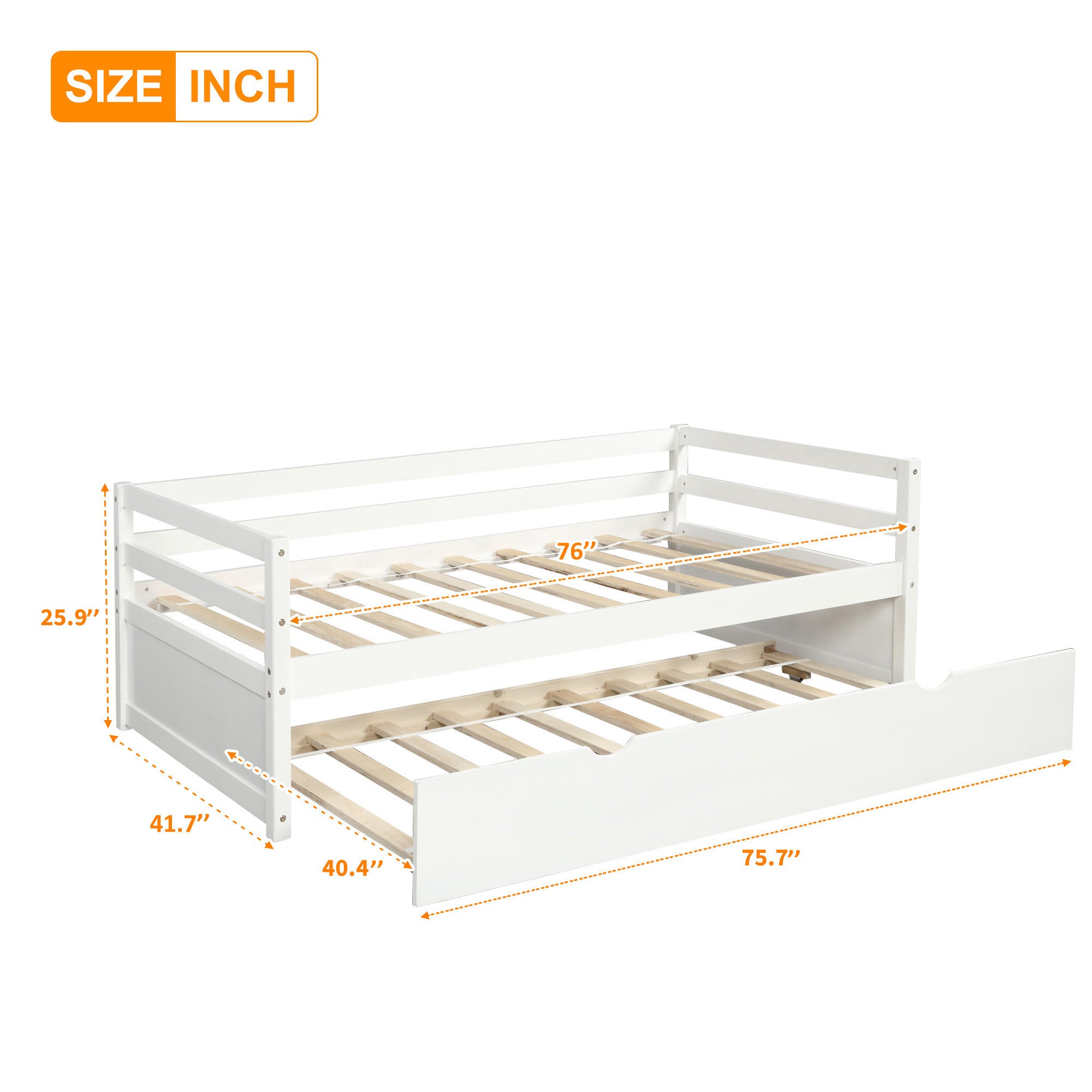HAOYYE Daybed with Trundle Frame Set, Twin Size, White Sturdy Space-Saving Heavy Duty Modern Design Easy Assembly Durable Stylish Home Furniture Versatile