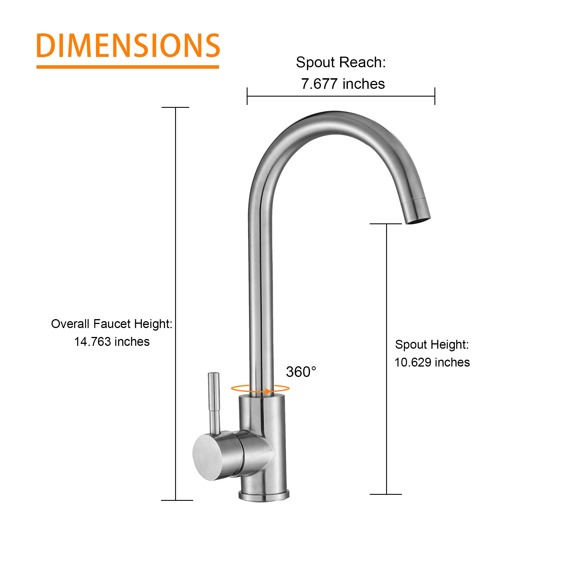 HAOYYE Kitchen Sink Faucet with Single Handles, Brushed Nickel Sturdy Space-Saving Heavy Duty Modern Design Adults Dorm Room Easy Assembly Bedroom Furniture