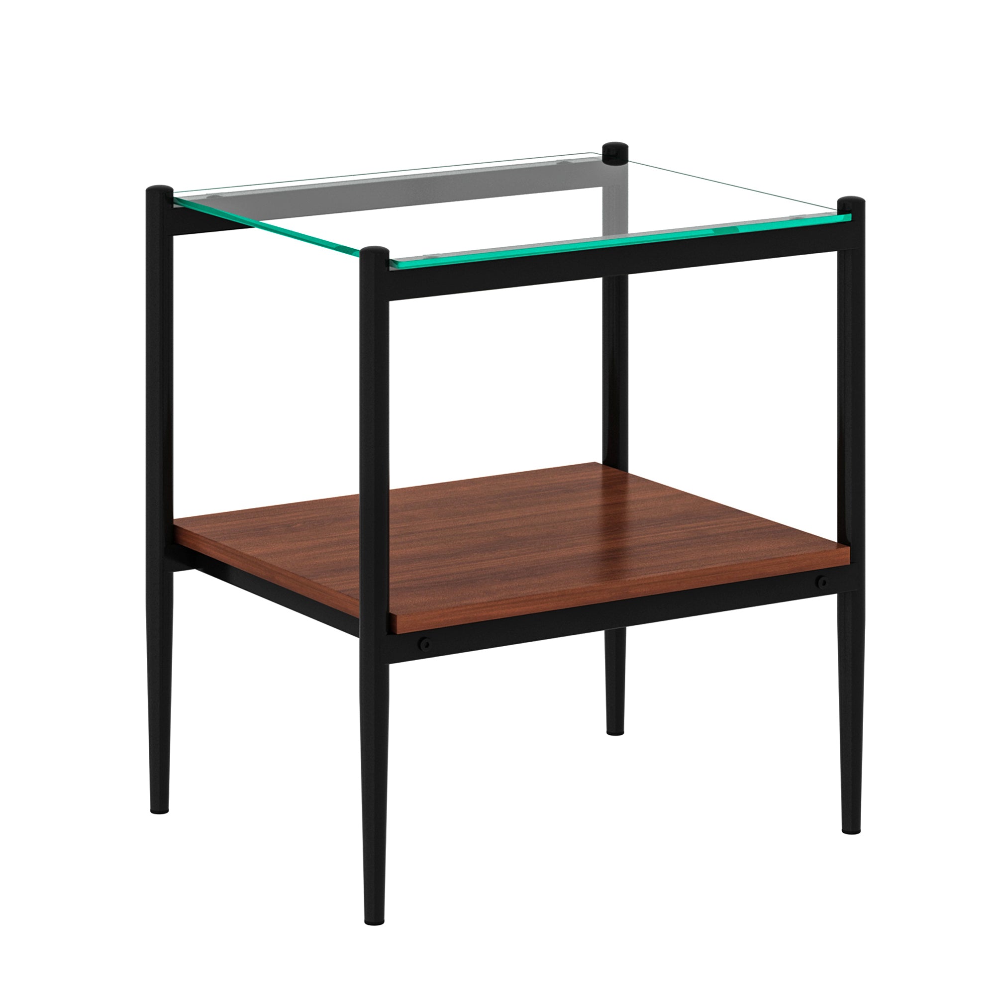 HAOYYE Set of 2 Rectangle End Table, Tempered Glass Tabletop with MDF layer, Modern Table for Living Room , Transparent Glass Sturdy Space-Saving Heavy Duty Modern Design Adults Dorm Room Easy Assembly