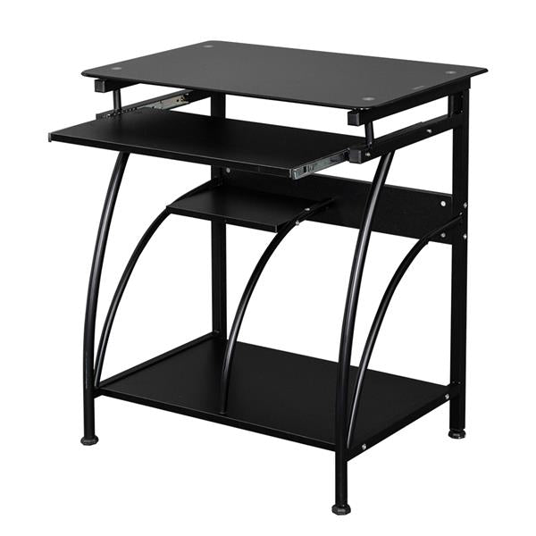 HAOYYE Exquisite Integrated Stalinite Computer Desk Black Sturdy Design Durable Multifunctional Modern Organizer Space-Saving Storage Solution Practical Stylish for Living Room or Office