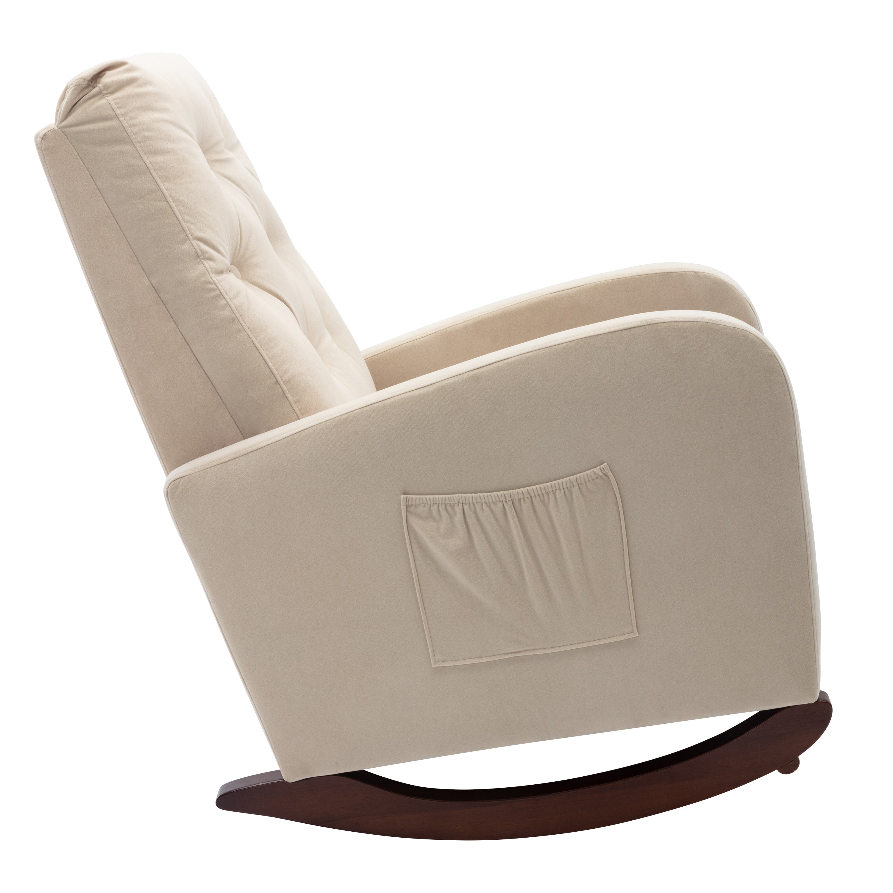 HAOYYE Comfortable Fabric Padded High Back Rocking Chair, Modern Nursery Rocker With Sturdy Armchair Design, Space-Saving and Durable, Easy Assembly, Ideal for Living Rooms or Bedrooms