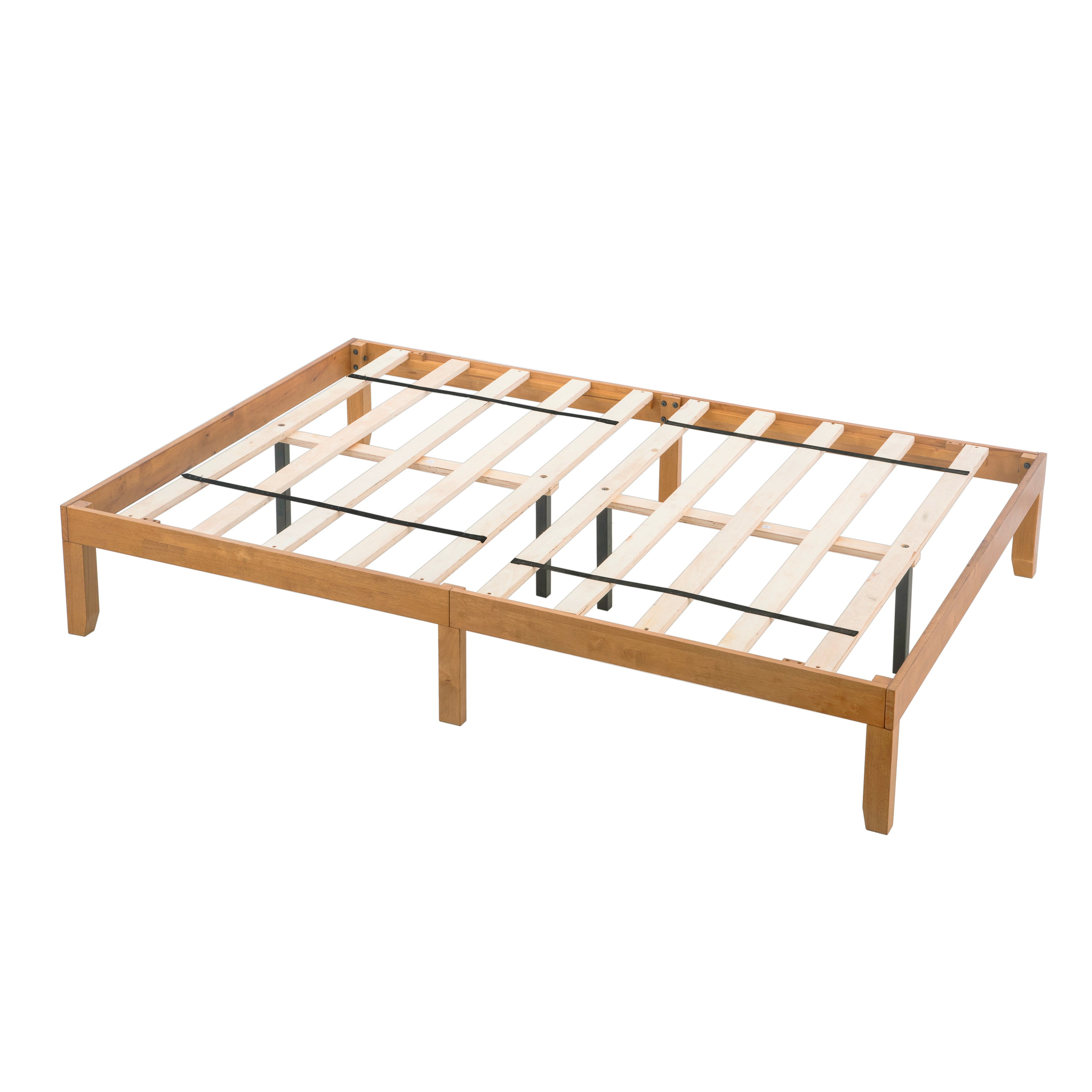 HAOYYE Queen Size Wood Platform Bed Frame,No Box Spring Needed,Strong Wood Slat Support, Easy Assembly Sturdy Space-Saving Heavy Duty Modern Design Adults Dorm Room Bedroom Furniture