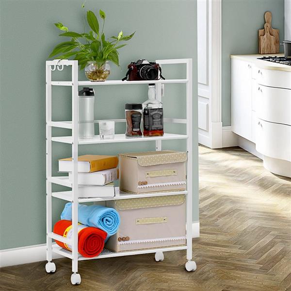 HAOYYE 4-Tier Multi-Functional Storage Cart, Widened Design in Ivory White, Premium Quality, Stylish and Versatile Home Storage Solution, Ideal for Organizing Kitchen, Bathroom, Living Room, and More, Luxury Comfort and Decorative Appeal