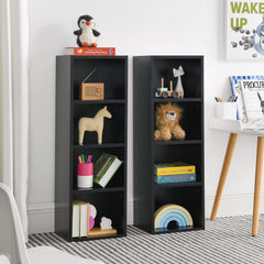 Haoyye 8 Tier Media Tower Rack With Adjustable Shelves For CD DVD Storage, Slim Cabinet Display, Tall Narrow Bookcase Design For Home Office Organizer