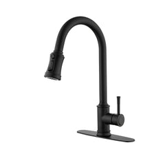 HAOYYE Single Handle High Arc Pull Out Kitchen Faucet,Single Level Stainless Steel Kitchen Sink Faucets with Pull Down Sprayer Sturdy Space-Saving Heavy Duty Modern Design Adults Dorm Room Easy Assembly