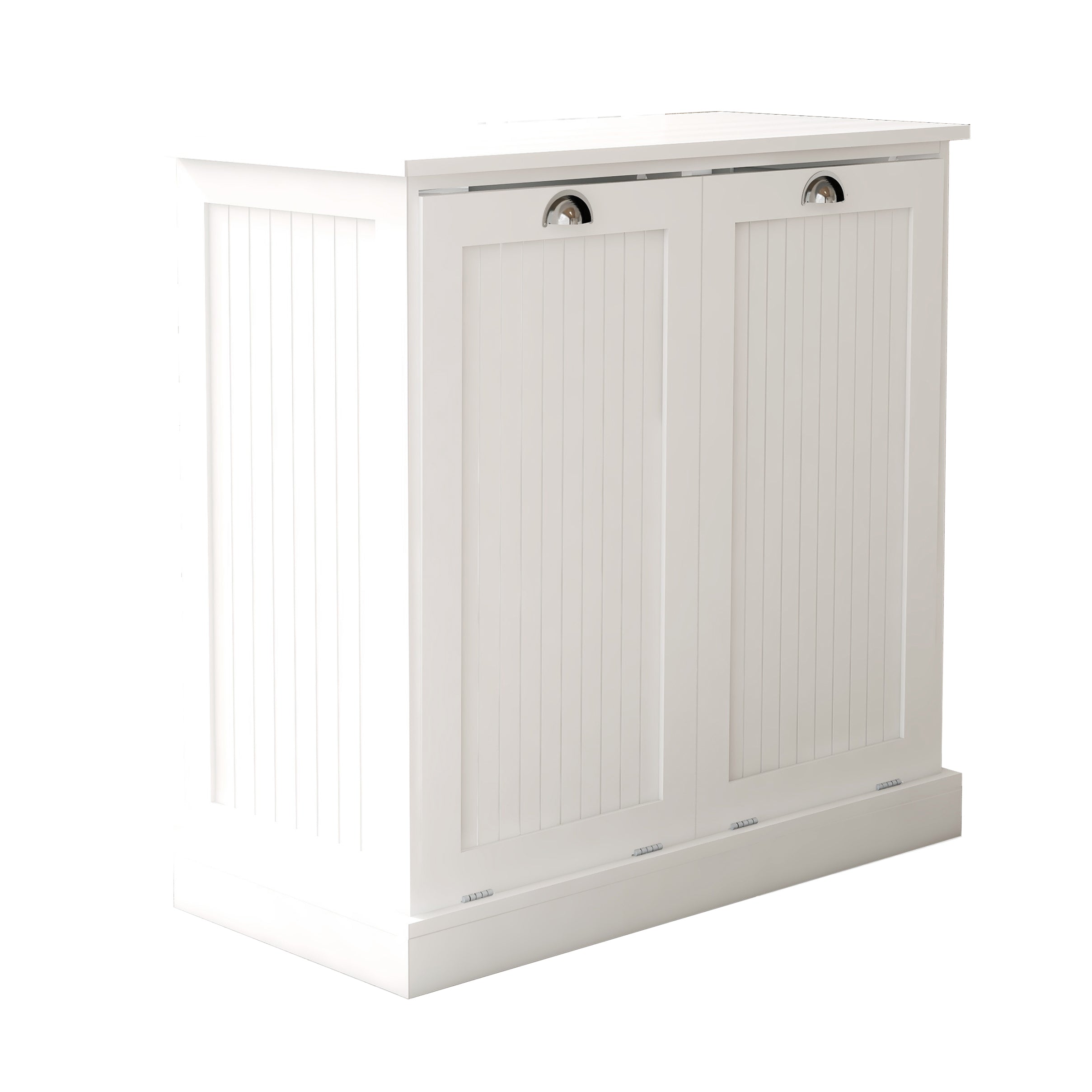 HAOYYE Two-Compartment Tilt-Out Laundry Sorter Cabinet-White Sturdy Space-Saving Heavy Duty Modern Design Easy Assembly Durable Stylish Home Furniture Versatile