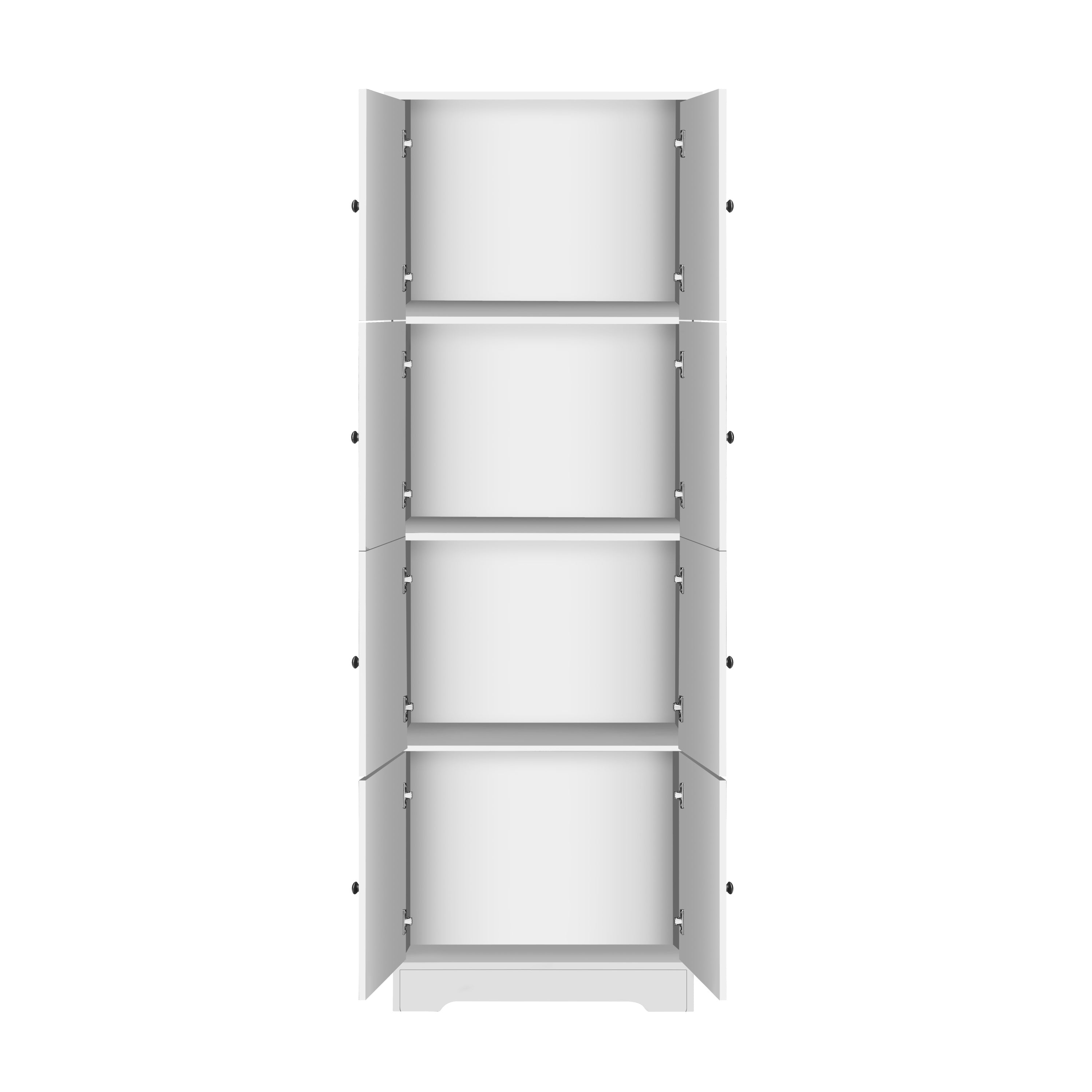 HAOYYE Tall Storage Cabinet with 8 Doors and 4 Shelves, Wall Storage Cabinet for Living Room, Kitchen, Office, Bedroom, Bathroom, White Sturdy Space-Saving Heavy Duty Modern Design Adults Dorm Room