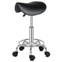 HAOYYE Saddle Bar Stool with Swivel Base and Footrest, Modern Backless Adjustable Height Stool for Kitchen Island Dining Room Counter Seating Black