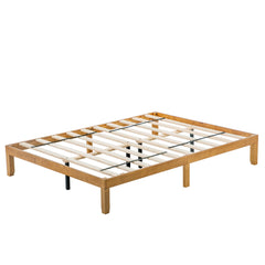 HAOYYE Queen Size Wood Platform Bed Frame,No Box Spring Needed,Strong Wood Slat Support, Easy Assembly Sturdy Space-Saving Heavy Duty Modern Design Adults Dorm Room Bedroom Furniture