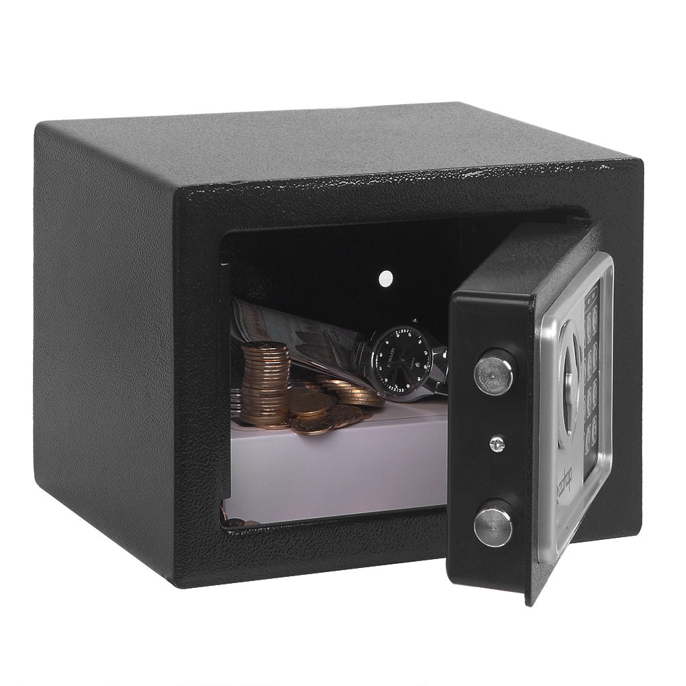 HAOYYE Mini Wall-In Style Electronic Code Steel Safe Box With Metal Construction Secure Lock Black Durable Compact Home And Office Security Case