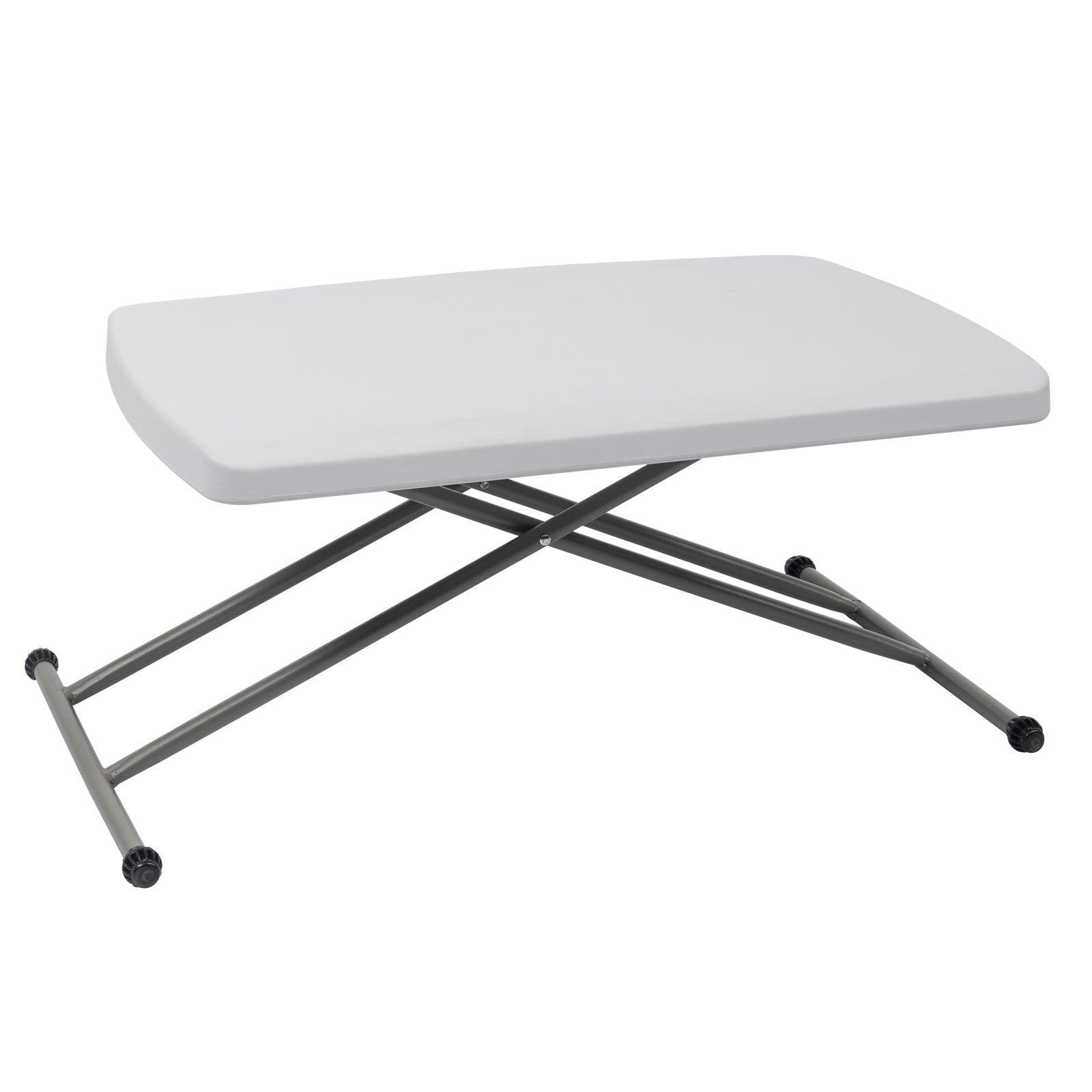 Haoyye Liftable Garden Plastic Table in White, Adjustable Height Outdoor Dining Table for Patio, Balcony, Backyard or Lawn, Lightweight and Weather Resistant Design, Easy to Clean and Perfect for Home or Commercial Use