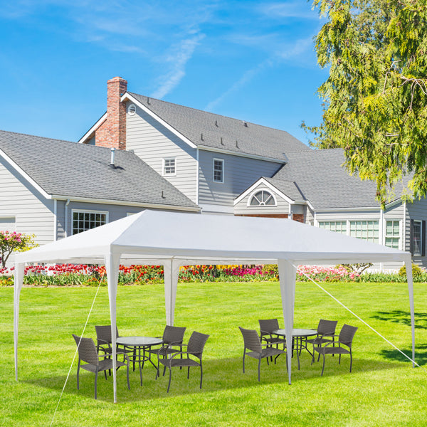 HAOYYE 10x20ft White Outdoor Party Tent Waterproof PE Canopy with Heavy Duty Iron Frame, Threaded Pipes for Backyard Wedding Event Picnic Shelter