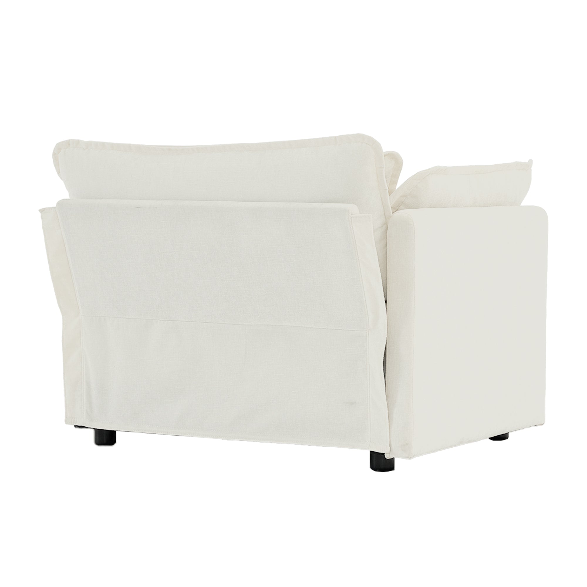 HAOYYE Comfy Deep Single Seat Sofa Upholstered Reading Armchair Living Room Chair White Chenille Fabric , 1 Toss Pillow Sturdy Space-Saving Heavy Duty Modern Design Adults Dorm Room Easy Assembly