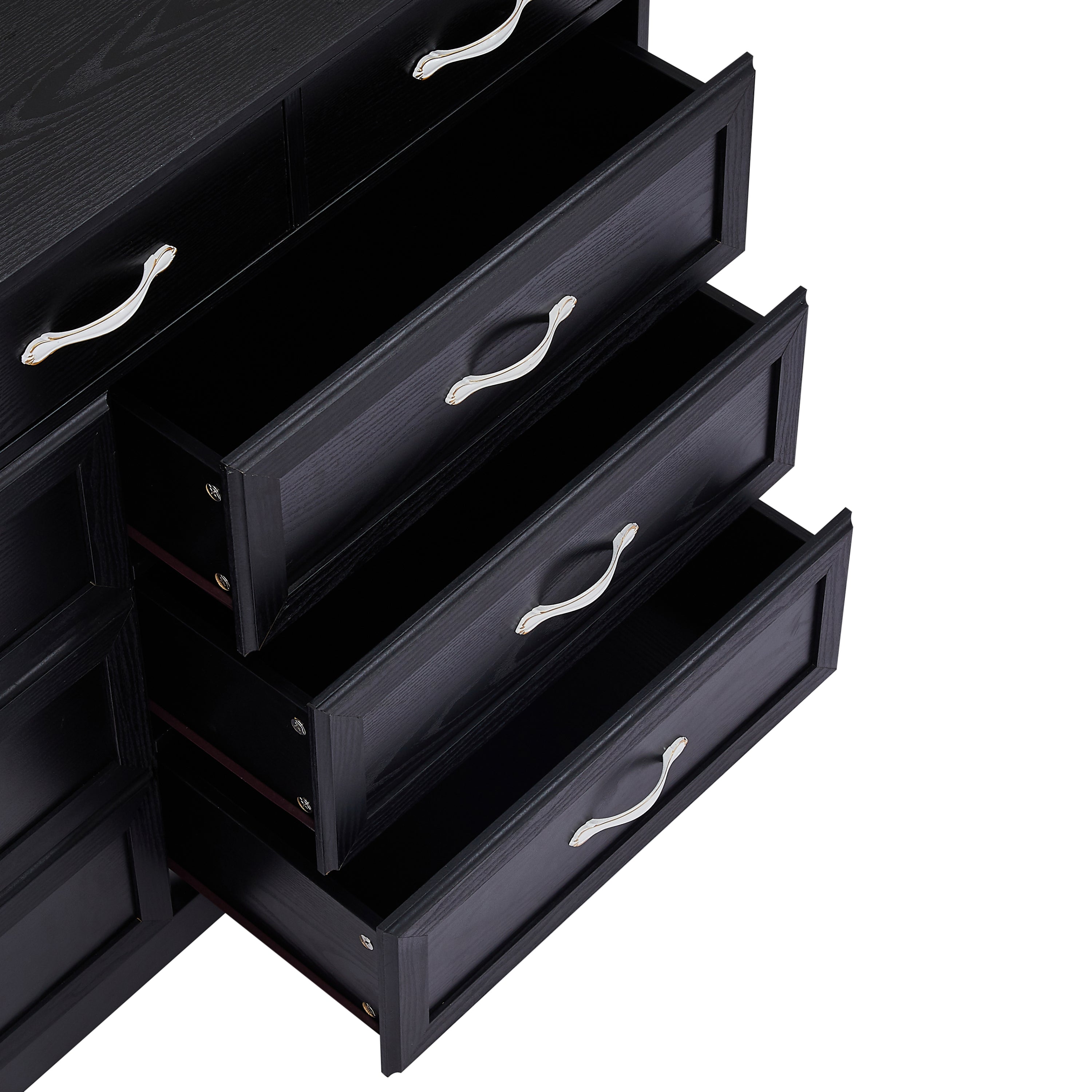 HAOYYE 9-Drawer Bedroom Dresser With Antique Handles, Wood Chest Of Drawers For Living Room, Entryway, Or Hallway, Black, Sturdy Space-Saving Heavy Duty Design