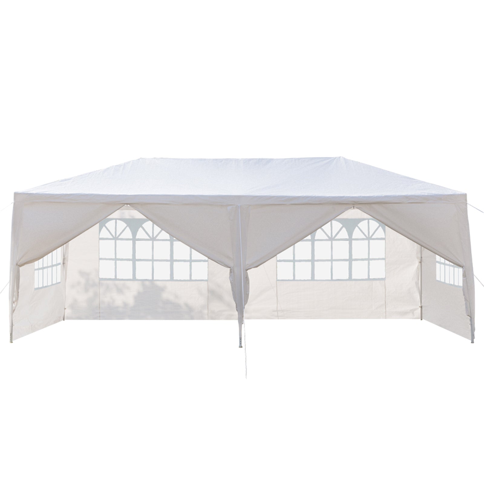 HAOYYE 3 x 6m Outdoor Waterproof Canopy Tent with 6 Sidewalls and 2 Zippered Doors Spiral Tube Frame Heavy Duty PE Fabric Event Shelter for Backyard Patio Garden Wedding White