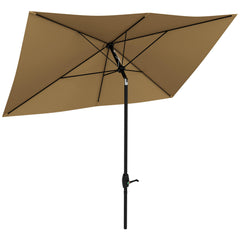 HAOYYE Rectangular Market Umbrella Outdoor Patio Table Umbrella with Crank Tilt UV50+ Waterproof Shade for Garden Deck Backyard Pool