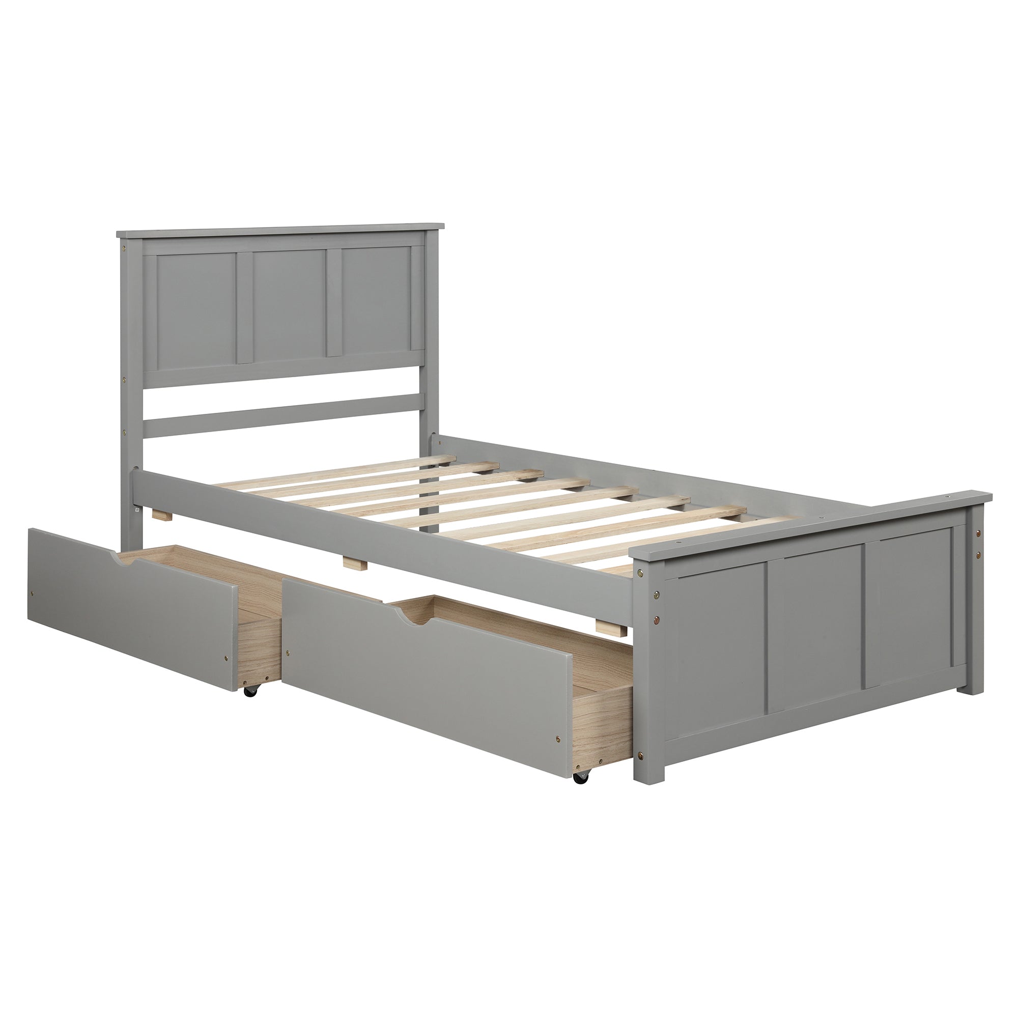 HAOYYE Storage Bed with 2 Drawers on Wheels, Twin Size Frame, Sturdy Space-Saving Heavy Duty Modern Design, Easy Assembly, Durable and Stylish Home Furniture, Versatile for Bedroom or Guest Room
