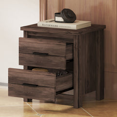 HAOYYE Vintage Nightstand with Two Drawers, Dark Walnut Sturdy Space-Saving Design, Heavy Duty Modern Bedroom Furniture for Adults, Easy Assembly