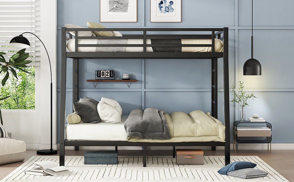HAOYYE Metal Full XL over Queen Bunk Bed for Teens and Adults,Space-Saving/Noise Reduced/No Box Spring Needed, Old SKU W1307S00020 Sturdy Heavy Duty Modern Design Dorm Room Easy Assembly