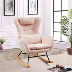 HAOYYE Rocking Chair Nursery, Modern Rocking Chair with High Backrest Sturdy Space-Saving Heavy Duty Modern Design Adults Dorm Room Easy Assembly Bedroom Furniture