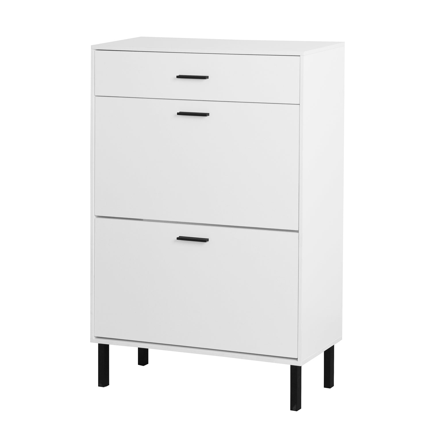 HAOYYE Shoe Cabinet, Freestanding Shoe Rack Storage Organizer with 2 Flip Drawers and Metal Legs, Modern Shoe Storage Cabinet for Entryway, Sturdy Space-Saving Heavy Duty Construction, Ideal for Adults