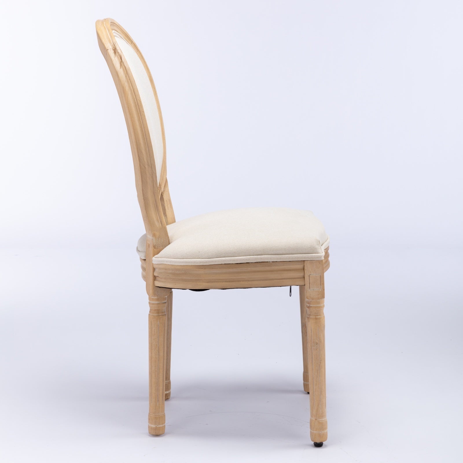 HAOYYE French Style Solid Wood Frame Antique Painting Linen Fabric Back Dining Chair,Set of 2,Beige,SW1845BG Sturdy Space-Saving Heavy Duty Modern Design Adults Dorm Room Easy Assembly