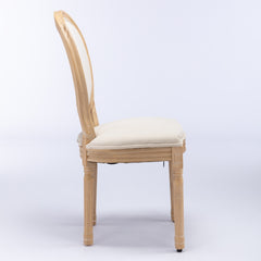 HAOYYE French Style Solid Wood Frame Antique Painting Linen Fabric Back Dining Chair,Set of 2,Beige,SW1845BG Sturdy Space-Saving Heavy Duty Modern Design Adults Dorm Room Easy Assembly
