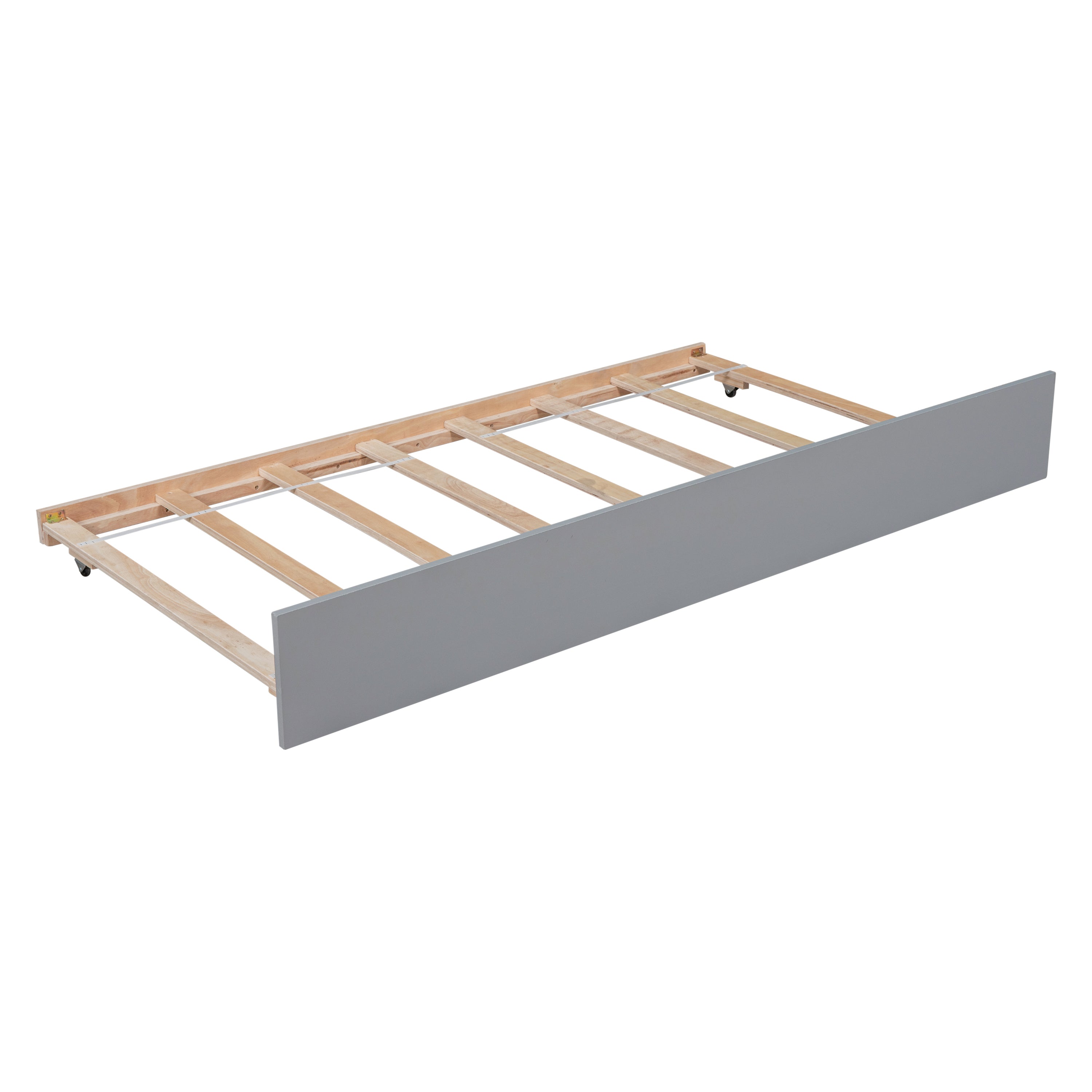 HAOYYE Twin Bed with Trundle, Platform Bed Frame with Headboard and Footboard, for Bedroom Small Living Space,No Box Spring Needed,Grey(Old SKU:W50422210) Sturdy Space-Saving Heavy Duty Modern Design