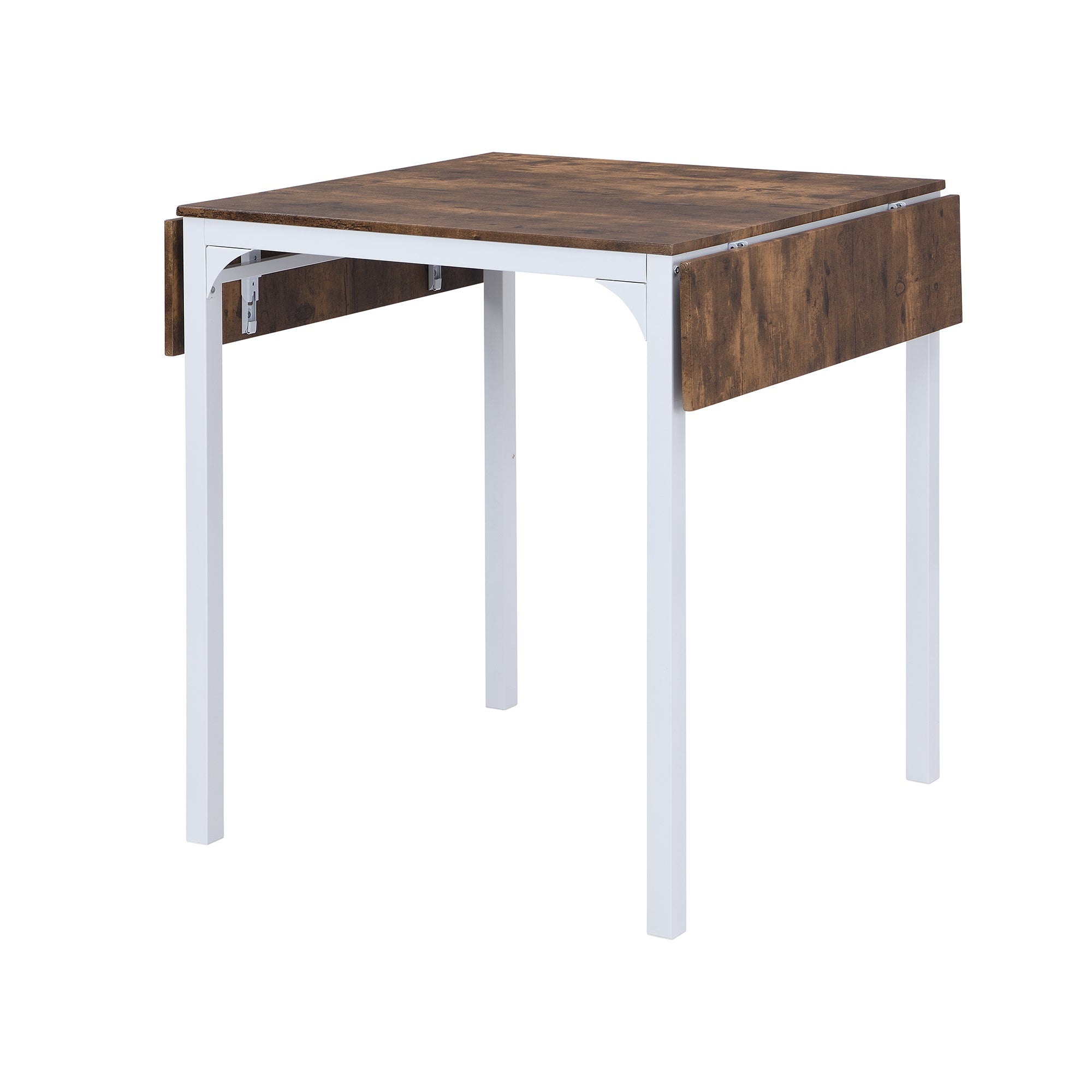 HAOYYE Farmhouse 5-Piece Counter Height Dining Table Set with 4 Chairs, White Frame & Rustic Brown Tabletop, Drop Leaf, Space-Saving Design, Sturdy & Heavy Duty, Ideal for Dining Room, Kitchen, Apartment, Dorm Room, Modern & Functional