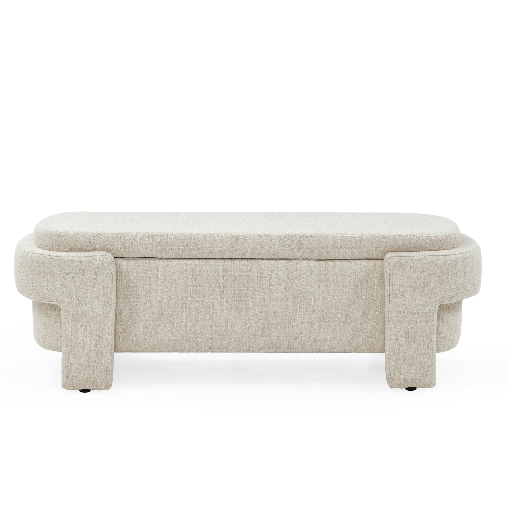 HAOYYE Linen Fabric Upholstered Bench with Large Storage Space for the Living Room, Entryway and Bedroom,Beige, Sturdy Space-Saving Heavy Duty Modern Design Easy Assembly Durable