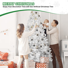 HAOYYE Artificial White Christmas Tree With 498 PVC Mixed Branch Tips, Green Hinged Design For Easy Assembly, Premium Foldable Base, Fireproof Environmental Protection Material, Perfect Indoor Holiday Decoration