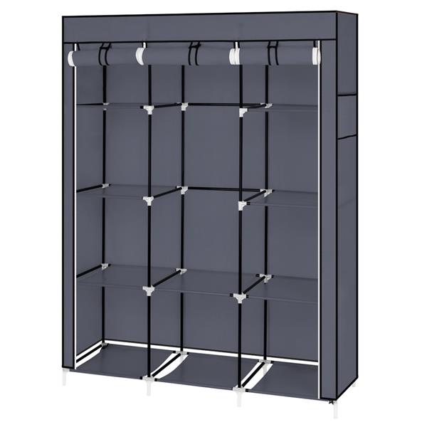 HAOYYE 67" Portable Closet Organizer with 10 Shelves, Extra Space, Quick Assembly, Gray, Durable Space-Saving Storage Solution, Modern Design, Versatile Use for Bedroom, Walk-In Closet, and Small Spaces