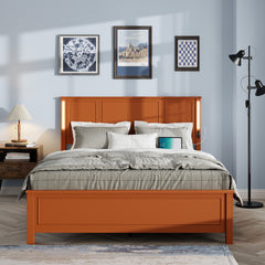 HAOYYE Queen Size Bed Frame, Platform Bed Frame with Wood Headboard and Footboard,Charging Station and LED Lights, 12 Wood Slats Support, No Box Spring Needed , Brown Sturdy Space-Saving Heavy Duty