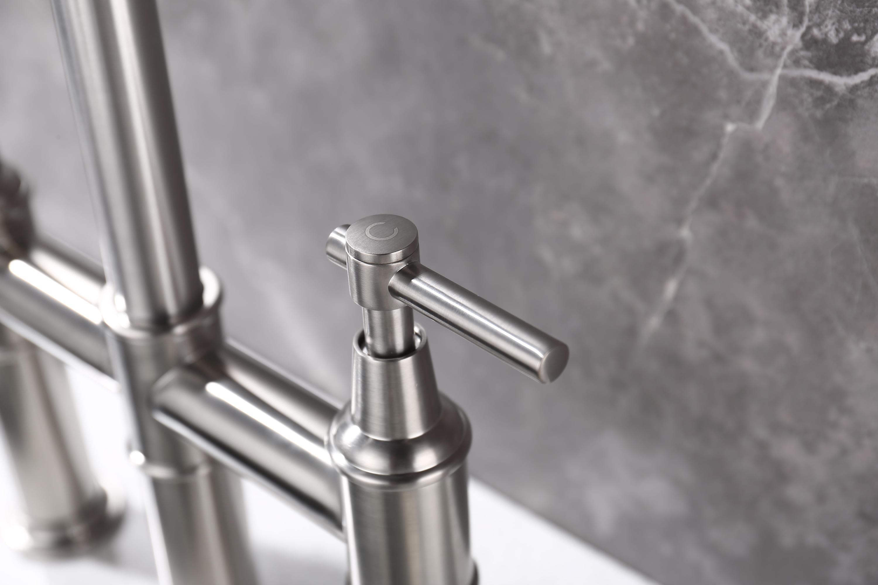 HAOYYE Bridge Kitchen Faucet with Pull-Down Sprayhead in Spot Sturdy Space-Saving Heavy Duty Modern Design Adults Dorm Room Easy Assembly Bedroom Furniture