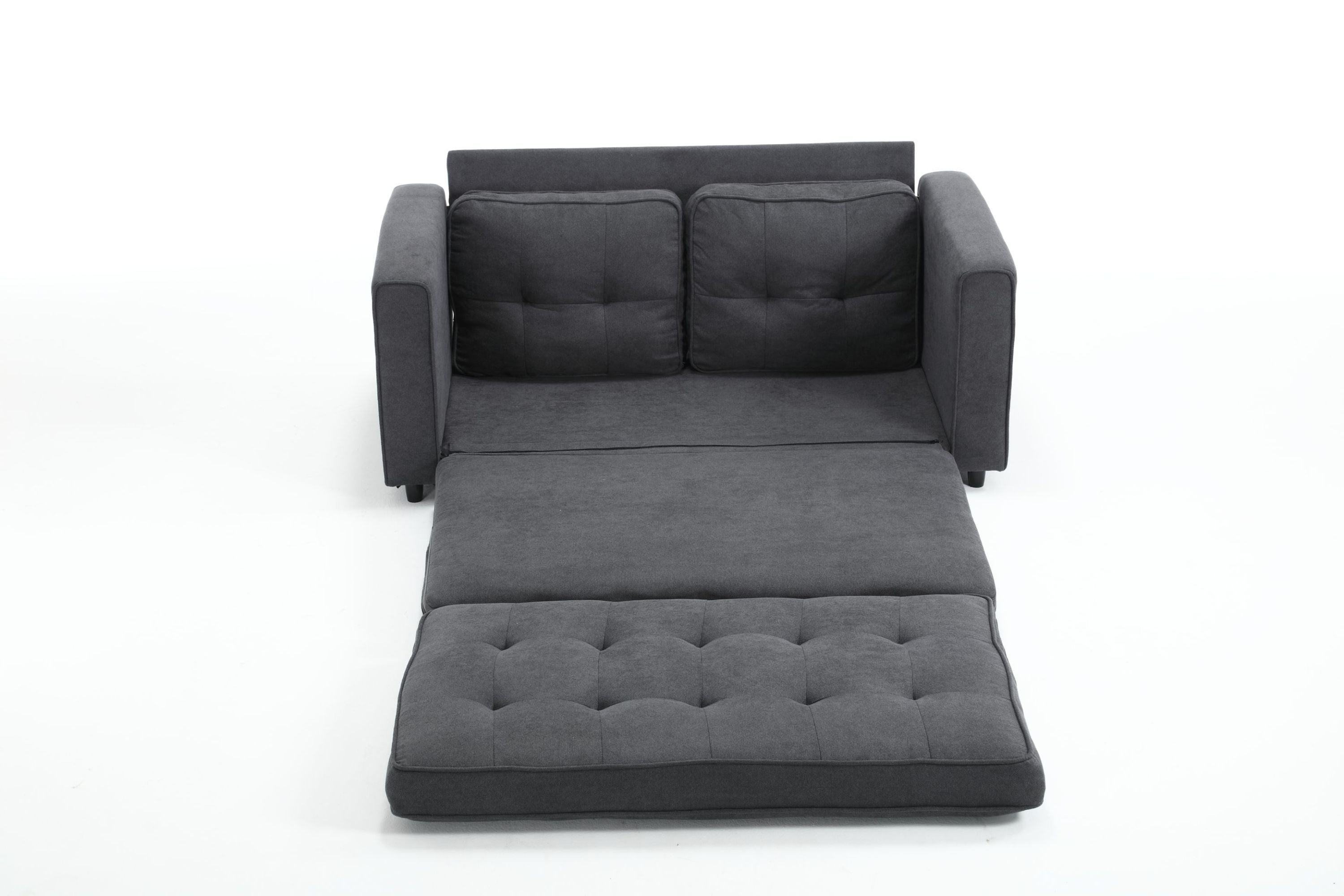 HAOYYE 3-Fold Convertible Futon Couch, Pull Out Sofa Bed, Space-Saving Loveseat Sleeper, Velvet Linen Fabric Upholstery, Heavy Duty Durable Sofa for Living Room, Modern Compact Design, Dark Gray, Light Gray, Beige