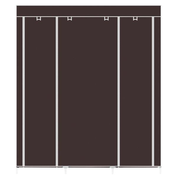 HAOYYE 69-Inch Portable Double-Rod Closet Organizer, Durable Dark Brown Fabric Wardrobe, Space-Saving Storage Solution for Clothes and Accessories, Stylish and Modern Design, Sturdy Non-Woven Fabric Construction