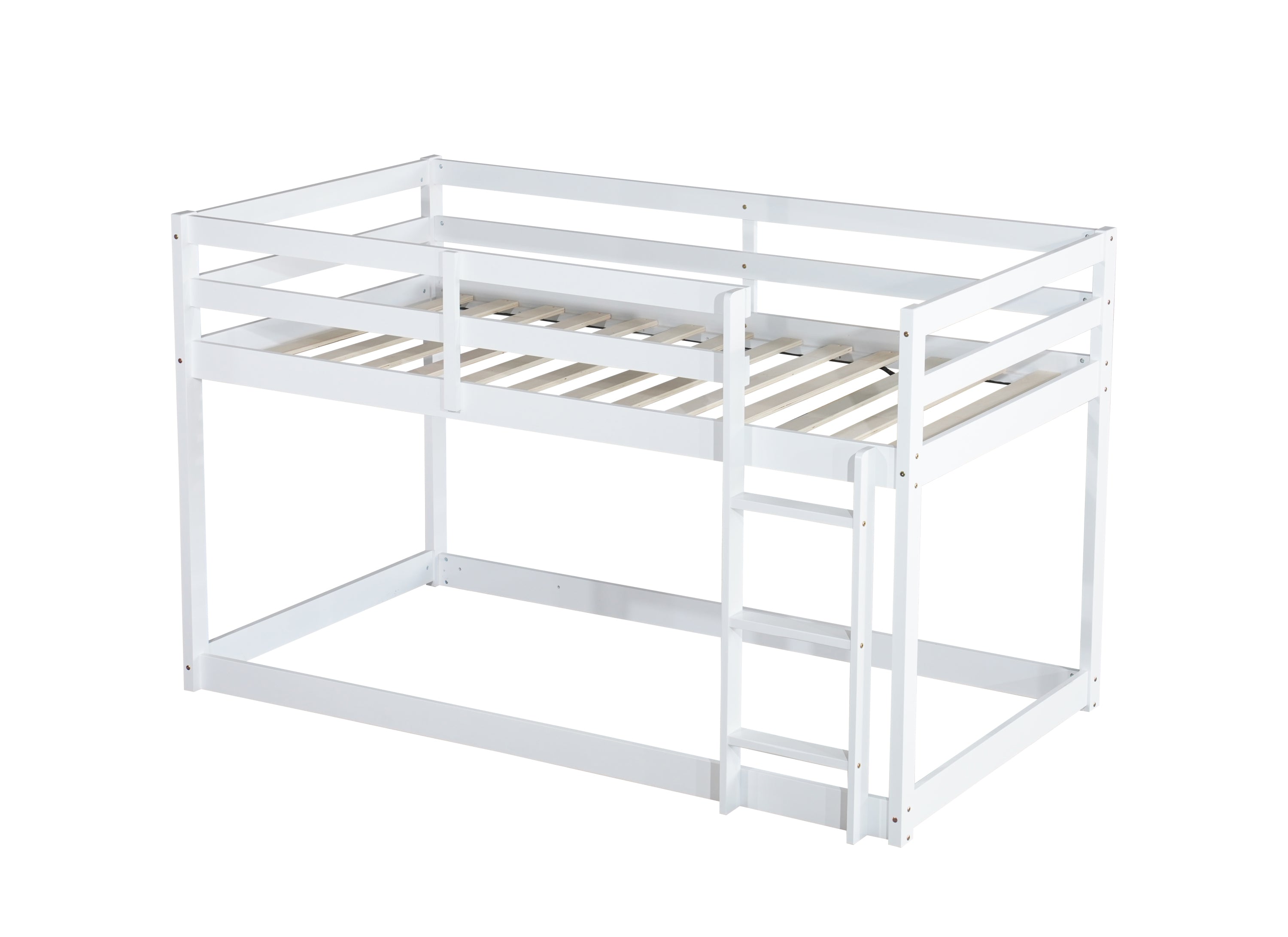 HAOYYE Solid Wooden, Solid Rubber Wooden Twin over Twin Loft Bed with Ladder, with Bed Platform of Strengthened Slats,White Sturdy Space-Saving Heavy Duty Modern Design Adults Dorm Room Easy Assembly