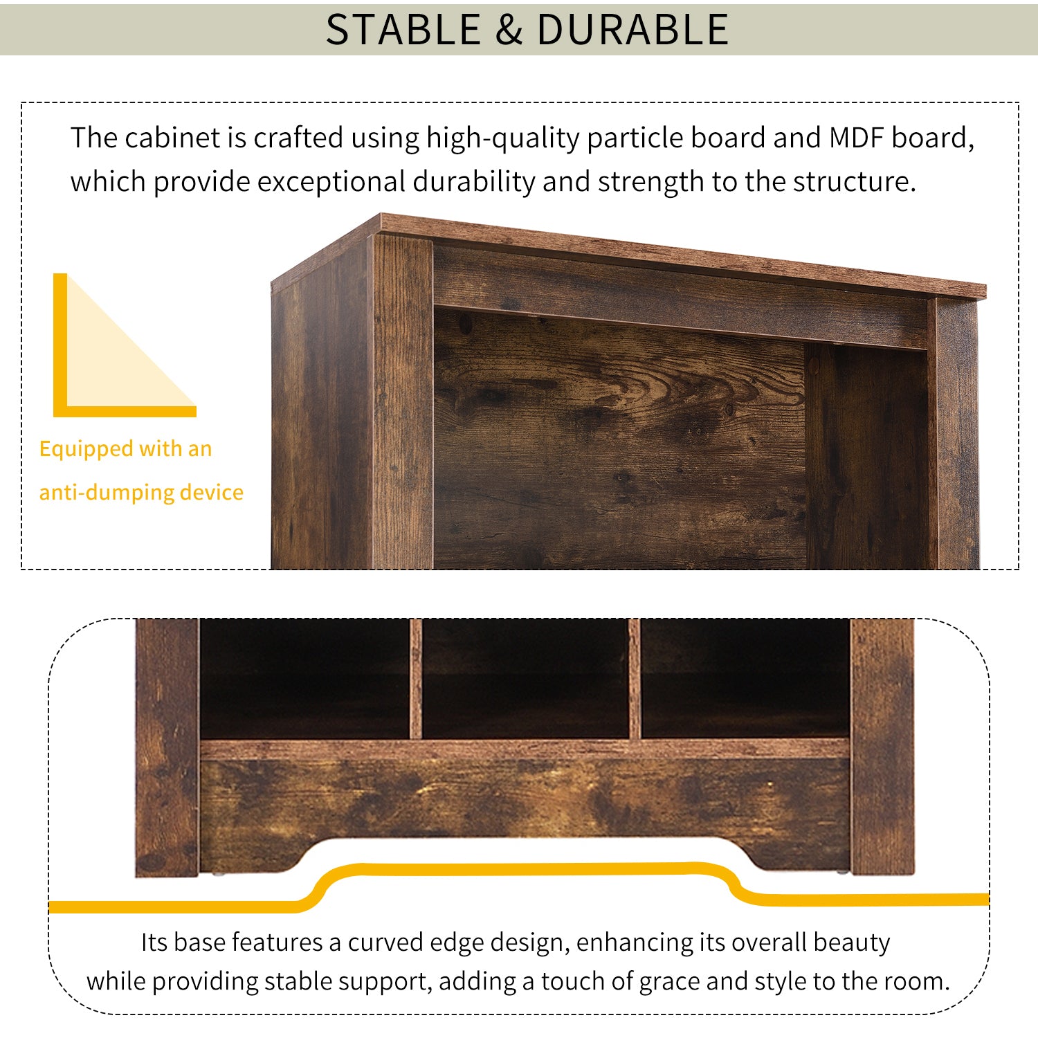 HAOYYE ON-TREND Stylish Design 30 Shoe Cubby Console, Contemporary Shoe Cabinet with Multiple Storage Capacity, Free Standing Tall Cabinet with Versatile Use for Hallway, Bedroom, Rustic Brown Sturdy