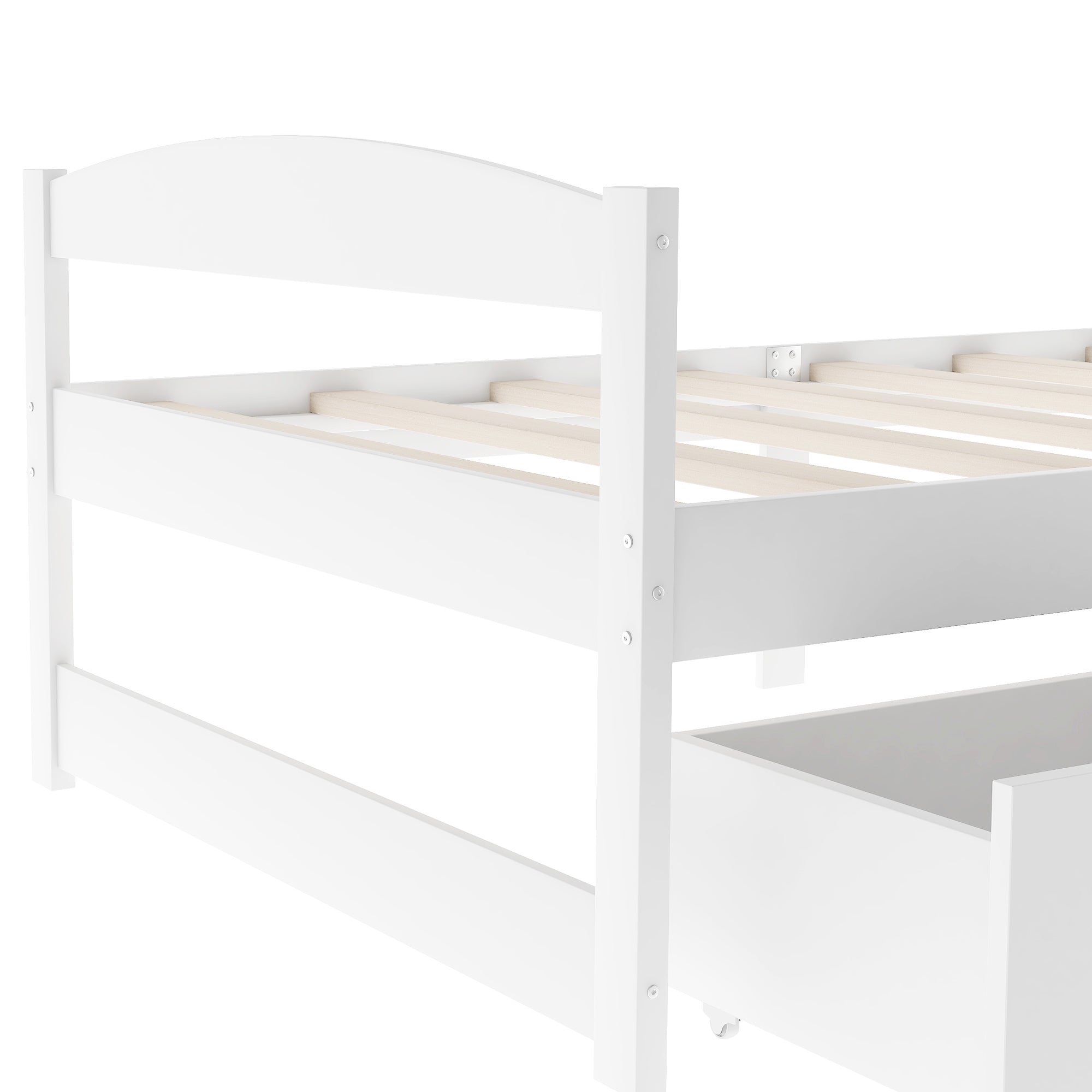 HAOYYE Twin Platform Bed with Two Drawers, White, Sturdy Space-Saving Design, Heavy Duty Construction, Easy Assembly, Durable and Stylish Home Furniture