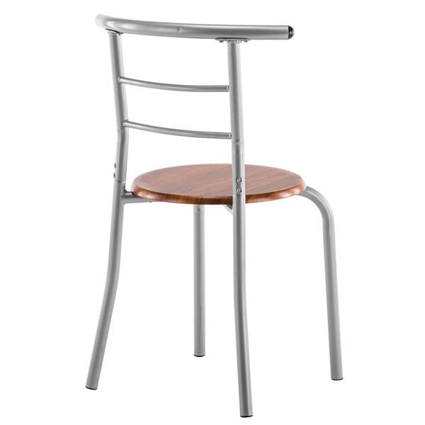 HAOYYE Brown Wood Grain PVC Breakfast Table Set with One Table and Two Chairs, Space-Saving Dining Table and Stool Set for Small Kitchen, Apartment, or Dining Room