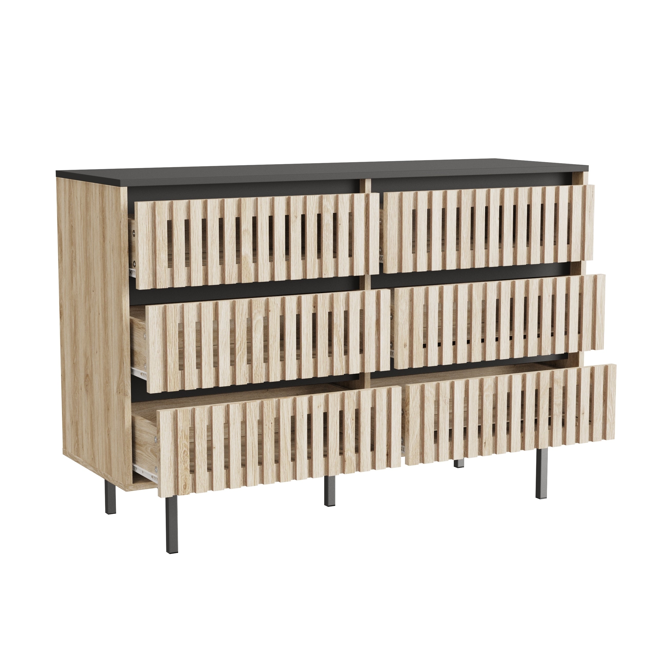 HAOYYE Bedroom Storage Cabinet, Modern Minimalist Six-Drawer Cabinet with Large Capacity, Two-Tone Design, Sturdy Space-Saving Heavy Duty Construction, Ideal for Adults and Dorm Rooms, Easy Assembly