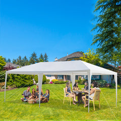 HAOYYE 10x20ft White Outdoor Party Tent Waterproof PE Canopy with Heavy Duty Iron Frame, Threaded Pipes for Backyard Wedding Event Picnic Shelter