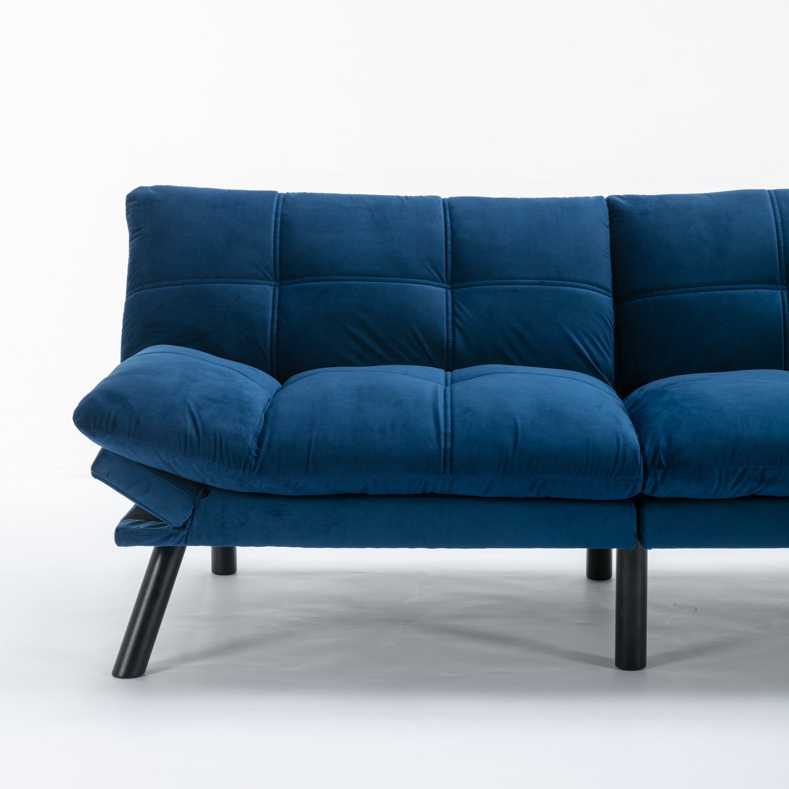 HAOYYE Navy Blue Convertible Folding Modern Sofa Bed Sturdy Space-Saving Heavy Duty Modern Design for Adults Dorm Room Easy Assembly Bedroom Furniture