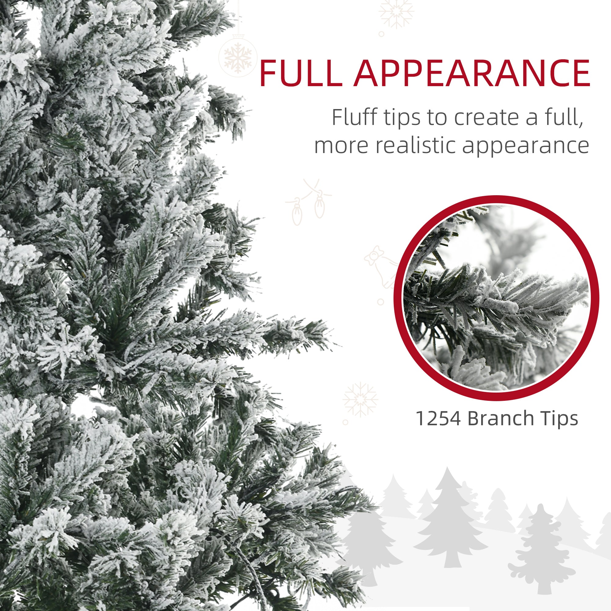 HAOYYE 7.5' Flocked Artificial Christmas Tree with Cold White LED Lights Sturdy Space-Saving Heavy Duty Modern Design Adults Dorm Room Easy Assembly Bedroom Furniture