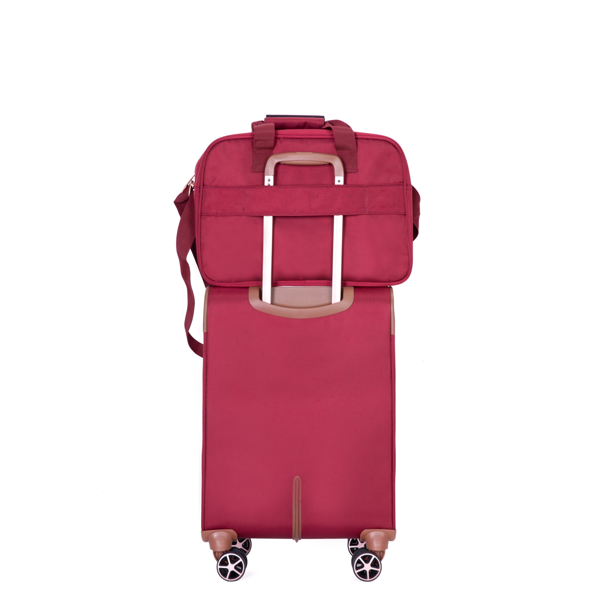 HAOYYE 4-Piece Set (16/20/24/28) ,Softshell Suitcase Spinner Wheels Terylene Luggage Sets Carry On Suitcase Luggage Lightweight Durable Suitcase Wine Red Sturdy Space-Saving Heavy Duty Modern Design