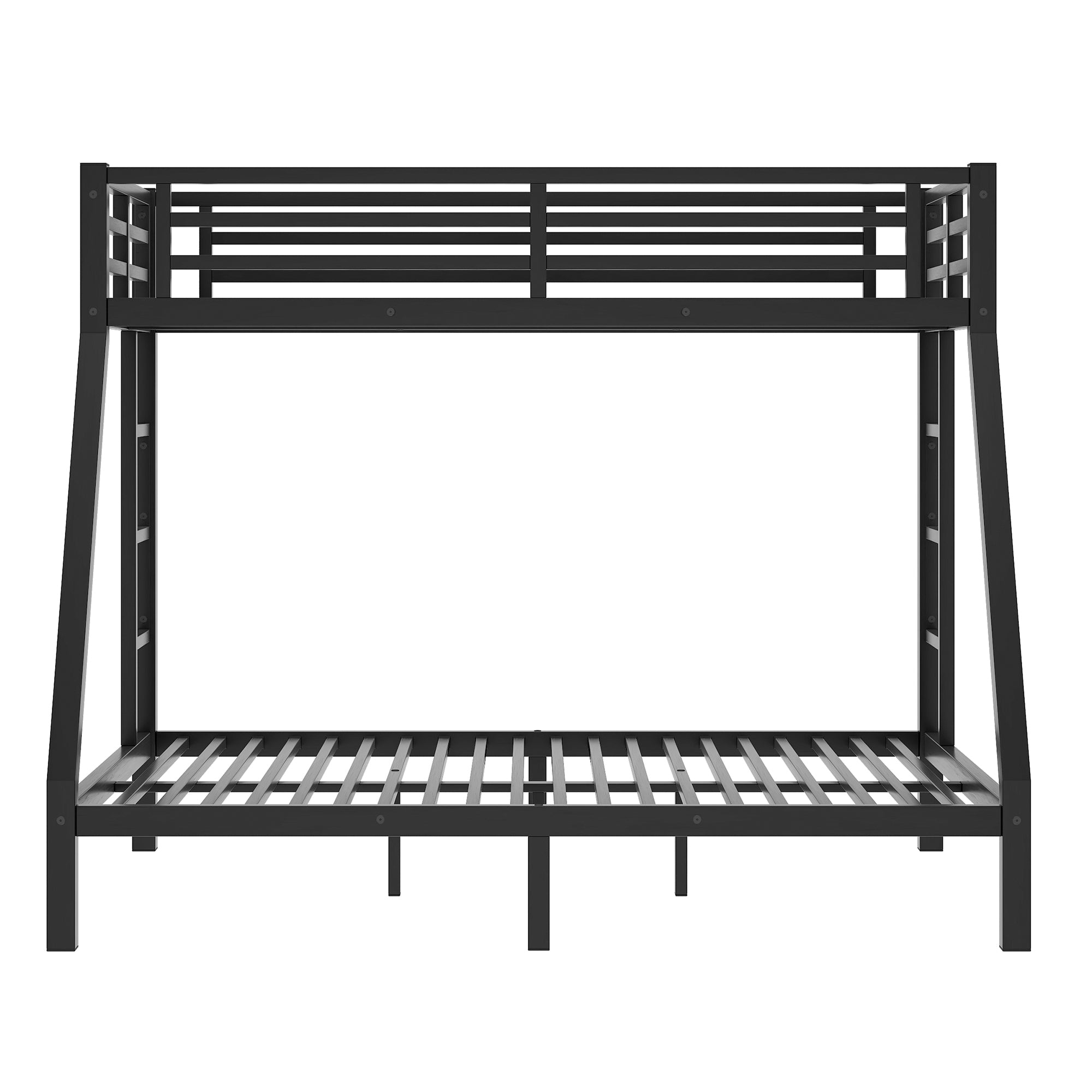 HAOYYE Metal Twin XL over Queen Bunk Bed for Teens and Adults,Space-Saving/Noise Reduced/No Box Spring Needed,Black Sturdy Heavy Duty Modern Design Dorm Room Easy Assembly Bedroom Furniture