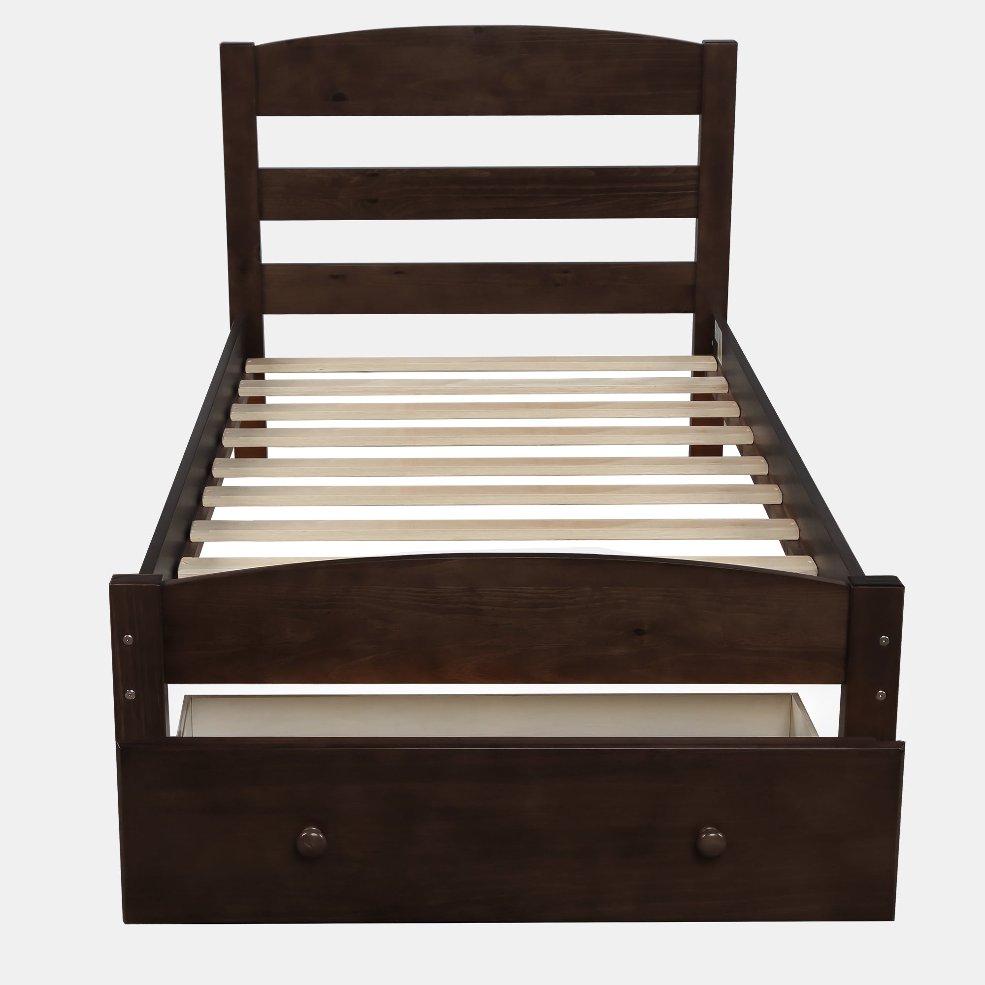 HAOYYE Platform Twin Bed Frame with Storage Drawer and Wood Slat Support, Espresso, Sturdy Space-Saving Design, Heavy Duty Construction, Easy Assembly, Durable and Stylish Home Furniture, Versatile for Bedroom Use