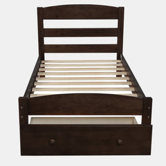 HAOYYE Platform Twin Bed Frame with Storage Drawer and Wood Slat Support, Espresso, Sturdy Space-Saving Design, Heavy Duty Construction, Easy Assembly, Durable and Stylish Home Furniture, Versatile for Bedroom Use