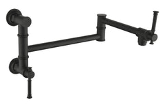 HAOYYE Wall mounted Pot Filler Faucet, Modern Brass Pot Filler Two-Attachment Wall Mount Folding Kitchen Pot Filler Swing Arm Sturdy Space-Saving Heavy Duty Modern Design Adults Dorm Room Easy Assembly