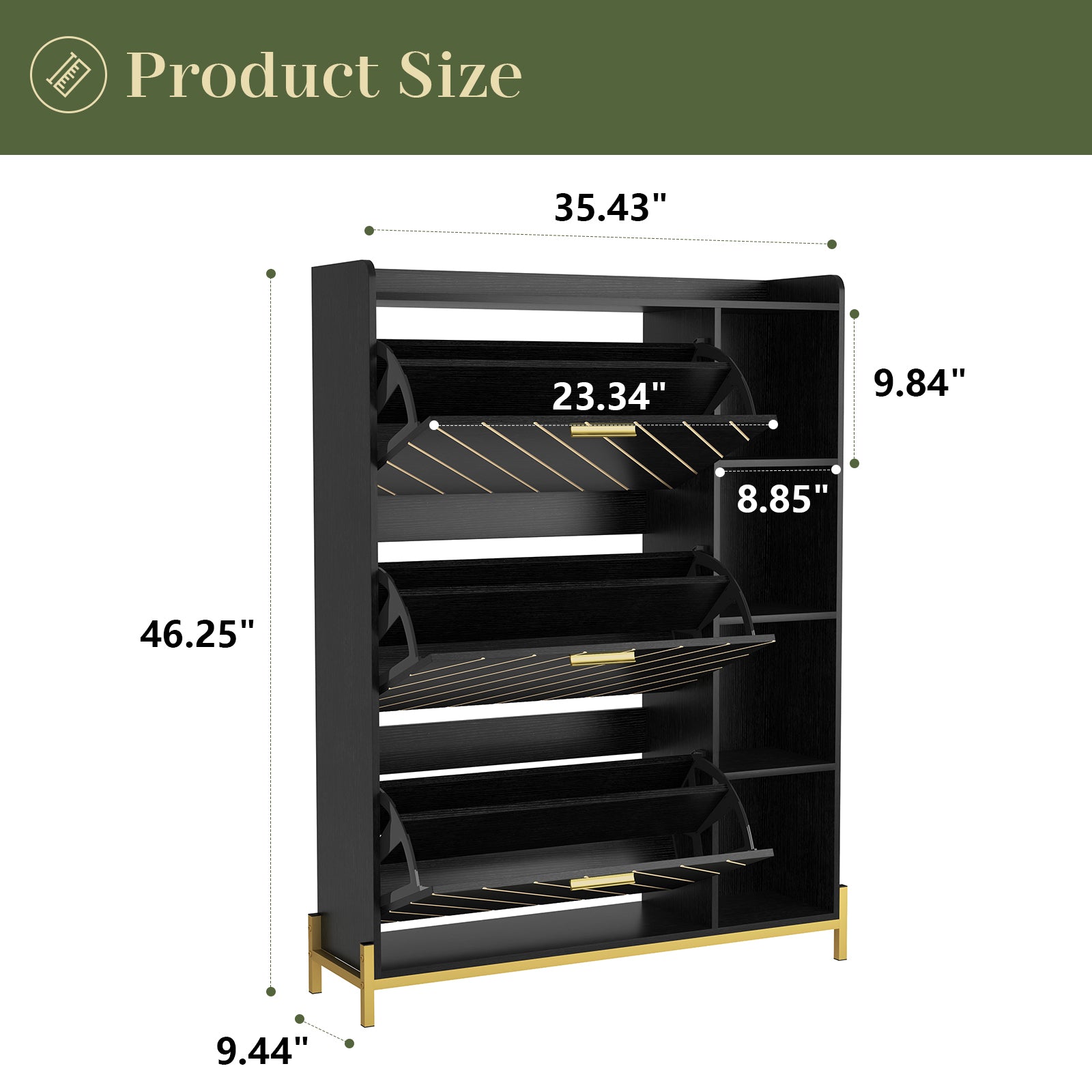 HAOYYE Modern Slim Shoe Cabinet With 3 Flip Drawers And Open Shelves, Wood Freestanding Shoe Organizer, Narrow Hidden Shoe Storage For Heels, Boots, And Slippers, Sturdy Entryway Shoe Rack For Entrance